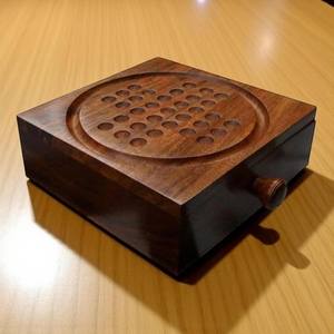 Handcrafted Wooden Peg Solitaire Board Game Featuring Metal Marbles And Storage Drawer For Modern <b>Puzzle</b> Strategy For Family Fun - Product Image 5