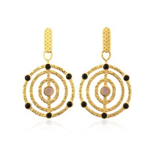 Wholesale multiple quartz hook earrings 18k gold plated push <b>back</b> chakra design hammered finish dainty handmade gemstone Jewelry - Product Image 6