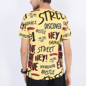 T-shirts personnalisés à col rond pour hommes, imprimés numériquement, 100 % coton tricoté, manches courtes, coupe classique, respirants, style urbain, tissu 320g - Product Image 3