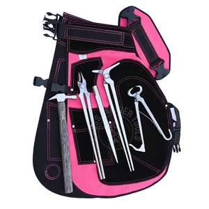 Kit d'outils de fermeur pour le soin et le forgeage des sabots de cheval avec tablier rose, coupe-sabot, écarteur de sabot, pince à tête ronde et pince à sabots - Product Image 1