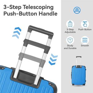 Set di Valigie Rigide in ABS Blu Scuro Leggero a 3 Pezzi (20\", 24\", 26\"); Ruote Girevoli, Serratura TSA, Manici Telescopici Regolabili - Product Image 2