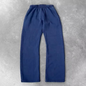 Men's Pink Elastic Waist Sweatpants Casual Knitted Cotton Midweight <b>Plain</b> Dyed Pants Spring Wear - Product Image 3