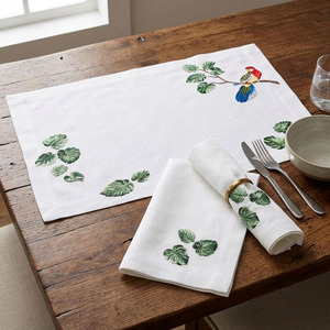 Juego de manteles individuales y servilletas con diseño de pájaro bonito, bordado personalizado, para el hogar, restaurante, tapete bordado de lino de alta calidad, Decoración de mesa - Product Image 4