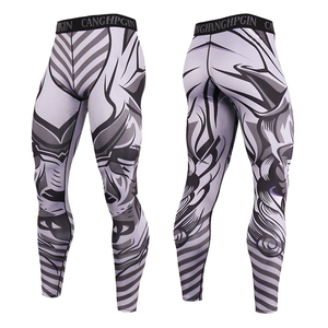 Leggings de Compresión Elásticos para Hombre, Color Gris, Cintura Media, Largos, Sin Costuras, Transpirables, Elásticos en Cuatro Direcciones, Antibacterianos, para Yoga - Product Image 3
