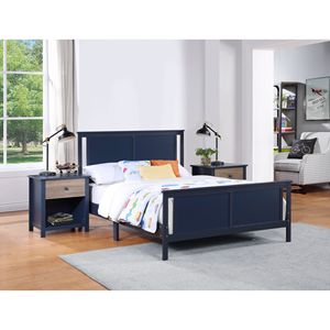 Letto completo per bambini Connelly in blu notte con finitura vintage noce - Product Image 2