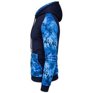 Sweat-shirt à capuche en molleton bleu camouflage personnalisé pour homme, vêtement de sport décontracté - Product Image 2