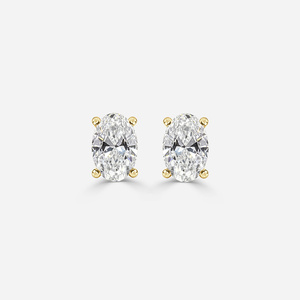 EtherStar 2.00ct Oval Cut Lab Grown Diamond 10K Solid <b>Gold</b> IGI Certified Solitaire <b>Disc</b> Back Stud Earrings for Women - Product Image 2