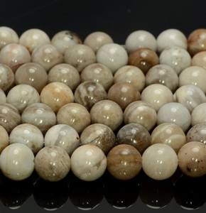 Perles rondes en jaspe feuille d'argent, pierres précieuses naturelles, brin complet, pour la fabrication de bijoux DIY, bracelets et colliers - Product Image 5