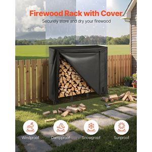 4 ft Outdoor Firewood Rack Waterproof Cover 1/4 Cord Storage Metal <b>Log</b> <b>Holder</b> 400lb Max Weight Capacity Waterproof Storage for - Product Image 2
