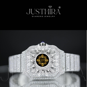 Indian Manufactured Minimalist Moissanite Diamond Quartz Watch Stainless Steel Casual Fashion Wrist Watch Available For Sale - Product Image 2