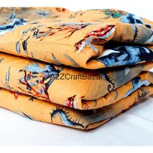 Tissu 100% Coton Écologique Tissé Séchage Rapide Respirant Léger Imprimé au Bloc Fil 60S/60S Style Croisé Femme Fille Rajasthan - Product Image 5