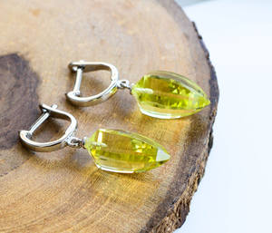 Pendientes de Plata de Ley con Cuarzo Limón, Estilo Lanza, con Piedras Naturales de Lujo, Listos para la Venta - Product Image 4