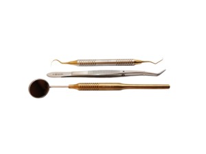 Juego de 3 piezas para examen dental ( Mango hueco) con Espejo N.º 5, Explorador de doble punta y Pinza College - Product Image 3