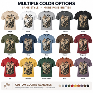 Camiseta de Manga Corta para Hombre, Cuello Redondo, Color Beige, 100% Algodón, Corte Regular, Color Sólido, Diseño Liso, Tejido Jersey - Product Image 6
