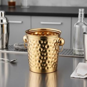 Hammered Design Stainless Steel Ice Tub Gold Plated Wholesale Champagne Cooler Bucket for Wine Beer Beverage <b>Storage</b> Bulk Supply - Product Image 2