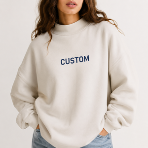 Sweat-shirt classique en coton pour femme, col montant, coupe ample, manches longues, confortable et décontracté - Product Image 1