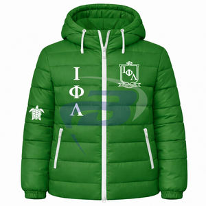 Chaqueta Acolchada con Capucha Iota Phi Lambda Sorority, Chaqueta de Alta Calidad, Chaqueta Varsity Acolchada para Mujer - Product Image 1