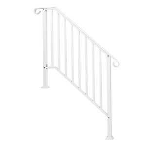 White Iron Handrails for Outdoor Steps Transitional Assistive Device with Installation Kit for 3 Steps - Product Image 2