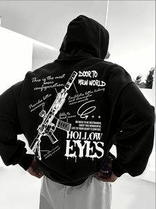 เสื้อฮู้ดดี้พิมพ์ลายโกธิคไซส์ใหญ่พิเศษสำหรับผู้ชาย แขนยาว สวมหัว สตรีทแวร์ รับผลิตแบบ OEM ODM ขั้นต่ำในการสั่งซื้อน้อย - Product Image 1
