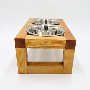 Customized Cute Wood Pet <b>Bowl</b> <b>Stand</b> Portable Steel Food Serving Feeder for <b>Dogs</b> & Cats Acacia Wood <b>Stand</b> By FWE - Product Image 5