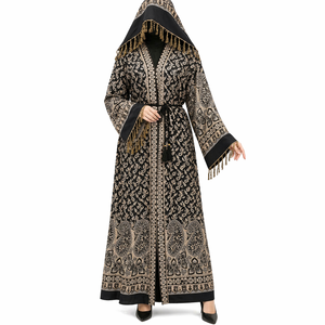 Premium Elegant Pashmina Abaya for Women | Traditional Paisley Print Breathable Lightweight <b>Ankle</b> Length Long Sleeve Prayer Wear - Product Image 5