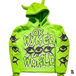 เสื้อฮู้ดดี้สีเขียว OEM/ODM ทรงโอเวอร์ไซส์ สตรีทแวร์ ผ้าฟลีซ ระบายอากาศได้ดี เป็นมิตรกับสิ่งแวดล้อม ผ้าฝ้าย 100% สำหรับฤดูหนาว สีพื้น - Product Image 1