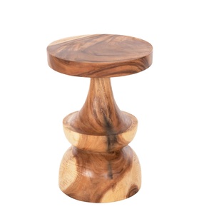 Table basse ronde en bois moderne, faite à la main, en bois massif, meubles de salon, design minimaliste, décoration de la maison - Product Image 1