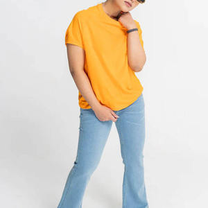 T-shirts décontractés surdimensionnés en coton polyester tricoté pour femmes, dernier design 2024, respirants, légers, 200g, écologiques - Product Image 6