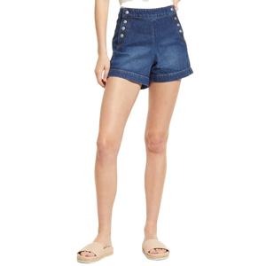 Shorts d'été décontractés pour femmes, style vintage, en jean brodé, taille mi-haute, coupe droite, délavé, sexy, grande taille, avec poches - Product Image 1