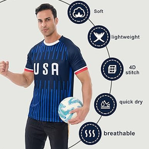 Camiseta de Fútbol para Hombre al por Mayor, Manga Corta, Impresa con Nombre de Equipo Personalizado, Sublimación, 100% Poliéster, Secado Rápido, OEM, Jersey de Fútbol Estilo USA - Product Image 6