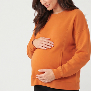Sudadera de Maternidad de Invierno de Alta Calidad para Mujer, 100% Algodón, Felpa, Hombros Caídos, Cuello Redondo, Sudadera de Lactancia - Product Image 1