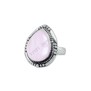 Super qualité fait à la main bijoux fins pur réel 925 argent Sterling naturel rose opale poire coupe pierres précieuses lunette ensemble Solitaire anneaux - Product Image 1