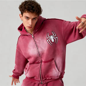 Sweat-shirt tricoté décontracté à logo araignée couleur unie, style streetwear, pour l'automne, avec poche avant et broderie effet vieilli - Product Image 2