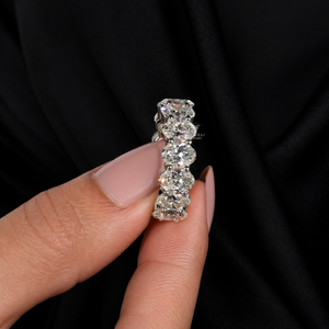 Anillos de Eternidad de Oro Sólido de 14K con Diamantes Cultivados en Laboratorio de Forma Ovalada de 4*6mm, D VVS, para Regalo de Compromiso o Cita - Product Image 3