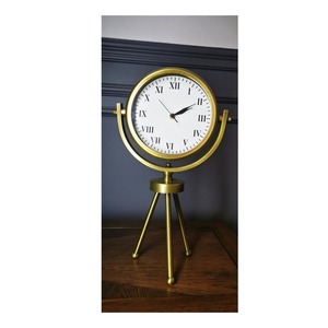 Classic Gold Metal Stand Tabletop <b>Clock</b> Suitable For Living Room Display And Housewarming Gifting Wholesale From India - Product Image 6