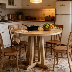 Tavolo da Pranzo Rotondo, Piccolo Tavolo da Cucina, Tavolino da Caffè per Cucina, Soggiorno, Sala da Pranzo (Solo Tavolo) - Product Image 3