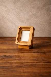 Handcrafted wooden gold <b>frame</b> on a stand made of natural wood - Product Image 5
