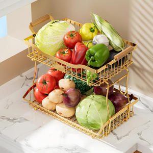 Panier de rangement moderne pour comptoir, idéal pour fruits, légumes, pommes de terre, oignons, ail, tomates, produits frais et pain - Product Image 4