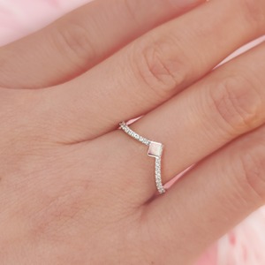 Handmade 925 Silver 4mm Square Empty Bezel Mount Stackable Band Chevron <b>Ring</b> CZ Setting Ashes Resin Jewelry <b>Blank</b> Components - Product Image 5