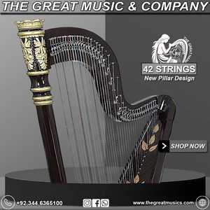 Harpe celtique à leviers à 42 cordes, harpe de concert professionnelle à prix abordables, fabriquée par Great Music & Company - Product Image 2