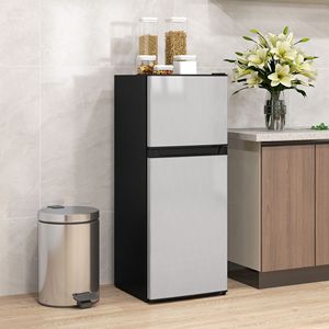 Silver 4 Cu Ft Compact Refrigerator with Reversible Doors <b>Small</b> Fridge with Freezer - Product Image 2