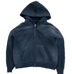 Sudadera con Capucha Extra Grande para Hombre, con Cierre, Color Sólido, Informal, de Felpa Francesa, Algodón, Corte Regular, Estilo Otoñal - Product Image 3