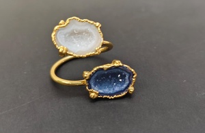 Vintage Druzy Gemstone <b>Ring</b> for Girls European American Asian Indian Style Premium Quality Alloy <b>ring</b> Natural <b>Crystal</b> Stone Gift - Product Image 2