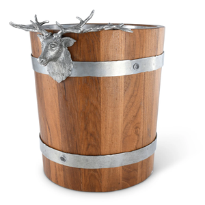 Cubo de Hielo de Madera de Lujo con Detalles de Cabeza de Ciervo en Aluminio, Enfriador de Vino y Champán Premium con Revestimiento de Acero Inoxidable Extraíble - Product Image 1