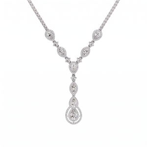 Collier statement Atlantis Pear Drop pour femme, diamants naturels et cultivés en laboratoire, taille mixte, argent sterling 9KT, 10KT, 14KT, 18KT - Product Image 1