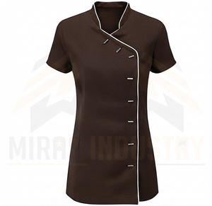 เสื้อคลุมแขนสั้นสีดำสำหรับผู้หญิง ชุดยูนิฟอร์มผ้าฝ้ายสวมใส่สบาย - Product Image 3