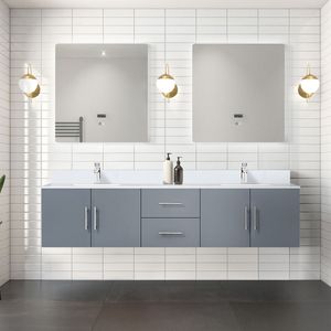 Dark Grey 80 In. W X 22 In. D Double <b>Bath</b> Vanity with 30 In. LED <b>Mirrors</b> Cultured Marble Top 22-in Bathroom Vanities - Product Image 2