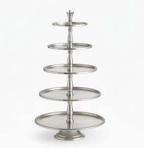Support à gâteau en acier inoxydable de qualité supérieure à cinq niveaux, plateau de service réutilisable multi-étages pour une présentation élégante des desserts - Product Image 1