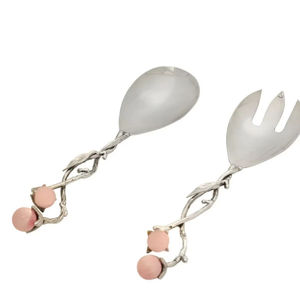 Cuillère à salade en acier inoxydable au design moderne avec manche en résine perlée, compatible lave-vaisselle, pour cuisine, hôtels, maisons, qualité export - Product Image 1