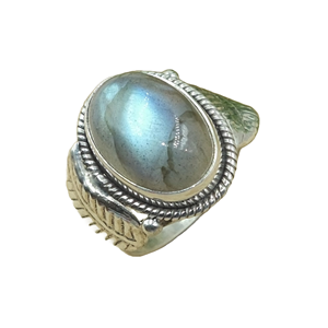 Natural Labradorite <b>Silver</b> <b>Ring</b> Handmade Oval Cabochon Stone Vintage Boho <b>Statement</b> <b>Ring</b> Healing Crystal Jewelry Gift for Women - Product Image 1
